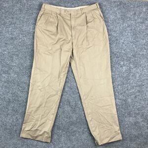 JB Britches Chino Pants Mens Size 36 Khaki Pleated Front Classic Fit Cuffed Hem